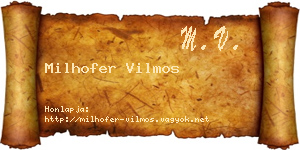Milhofer Vilmos névjegykártya